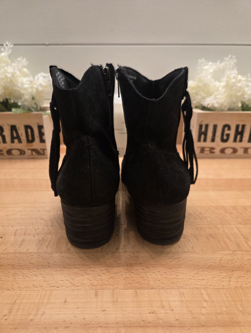 Born Alondra Black Suede Ankle Boots Women's Size 10 - Picture 4 of 10